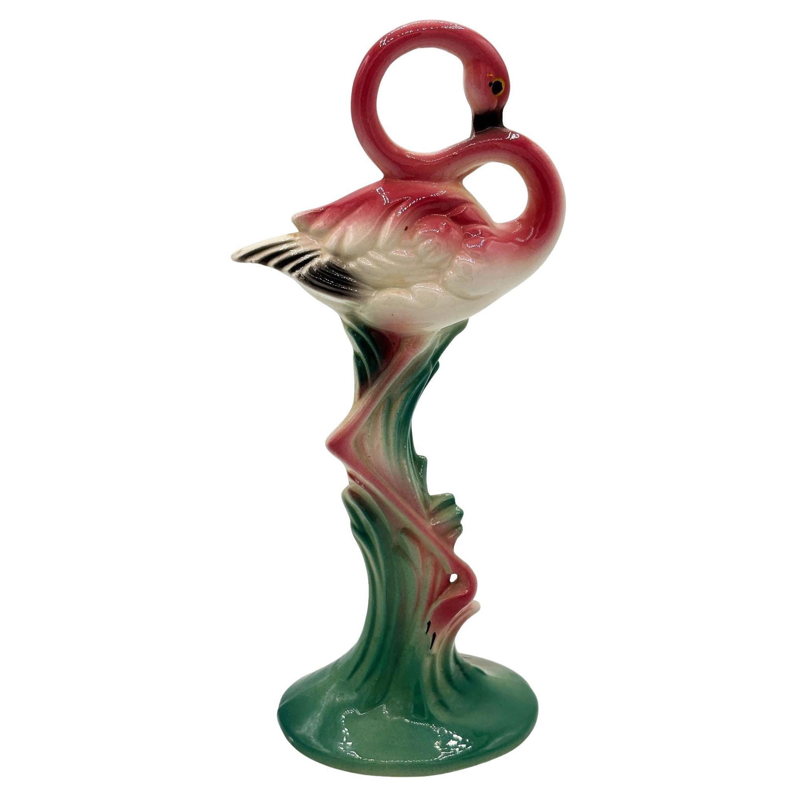 Large 10" MCM California Pottery Ceramic Bashful Pink Flamingo Tabletop Statue (1 of 20)