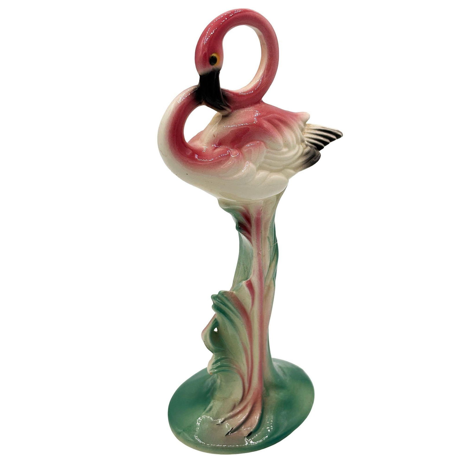 Large 10" MCM California Pottery Ceramic Bashful Pink Flamingo Tabletop Statue - 9