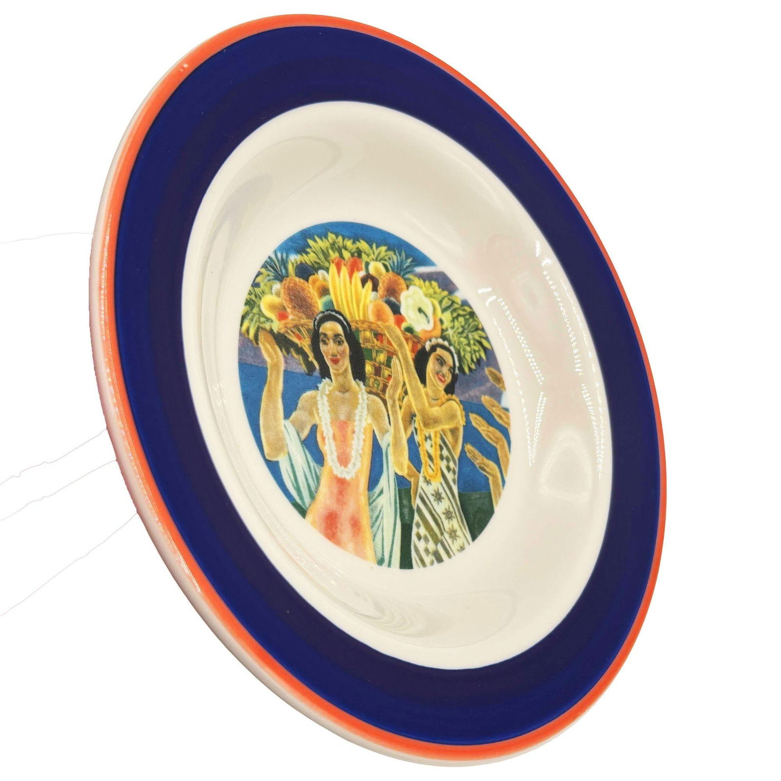 7.25" Eugene Savage "Island Feast" Blue Salad Plate By Lynn Krantz Dish Books - 3