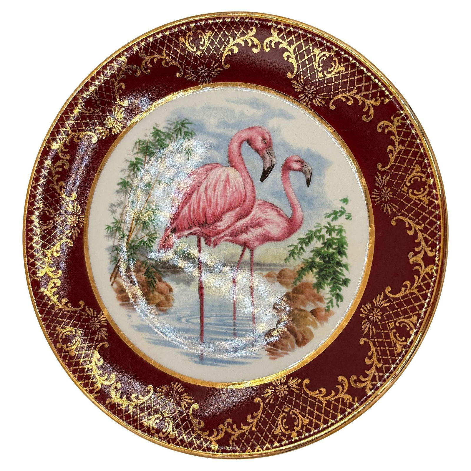 Mid-century Round Pink Flamingo Salad Plate by Royal Falconware England - 2