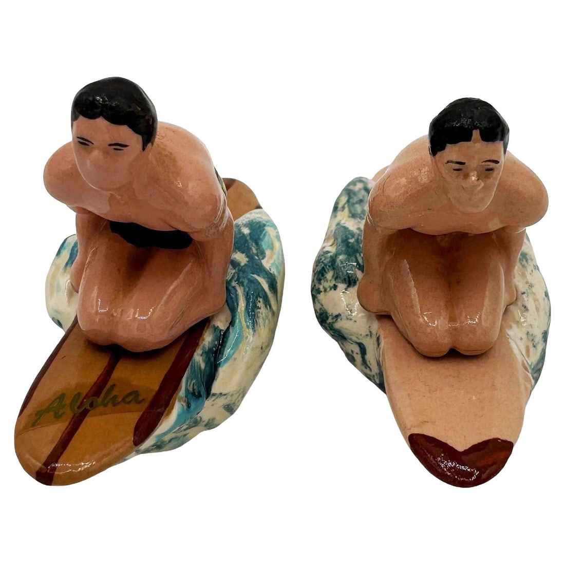 RARE 1951 Twin Surfer Ceramic Salt & Pepper Shaker Set by Herman's - 13