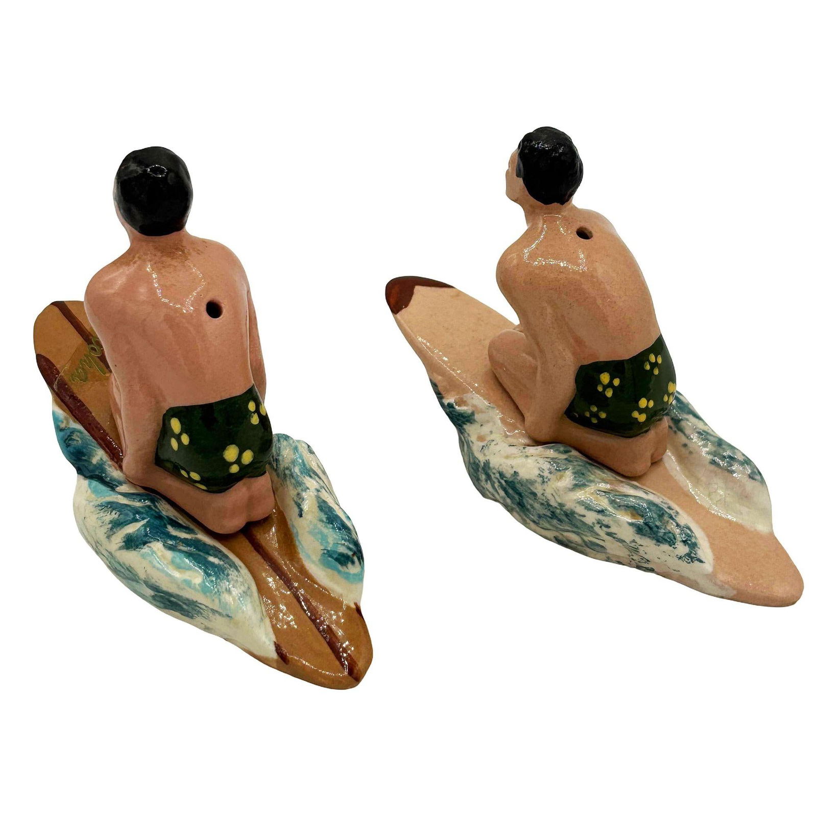 RARE 1951 Twin Surfer Ceramic Salt & Pepper Shaker Set by Herman's - 4