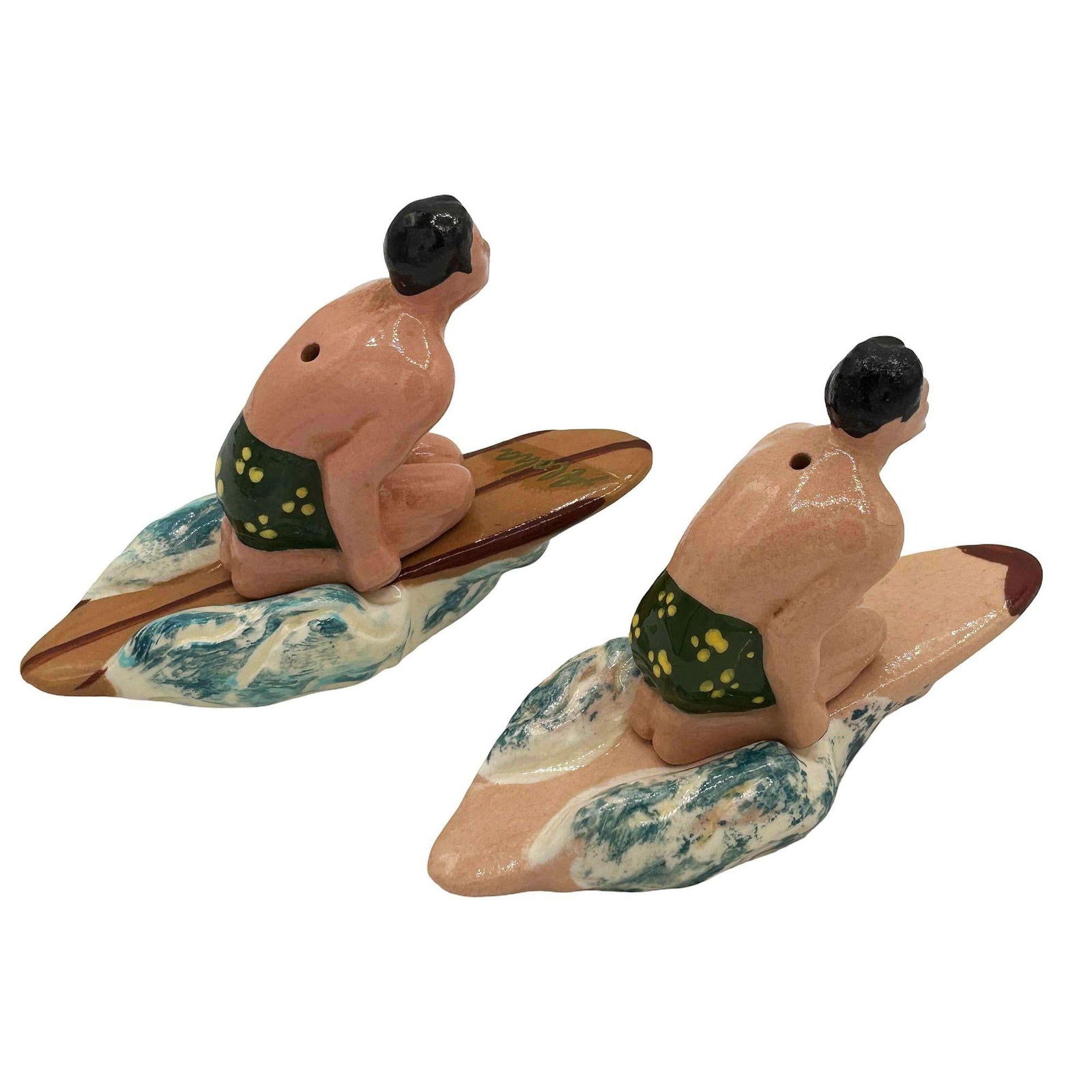 RARE 1951 Twin Surfer Ceramic Salt & Pepper Shaker Set by Herman's - 8
