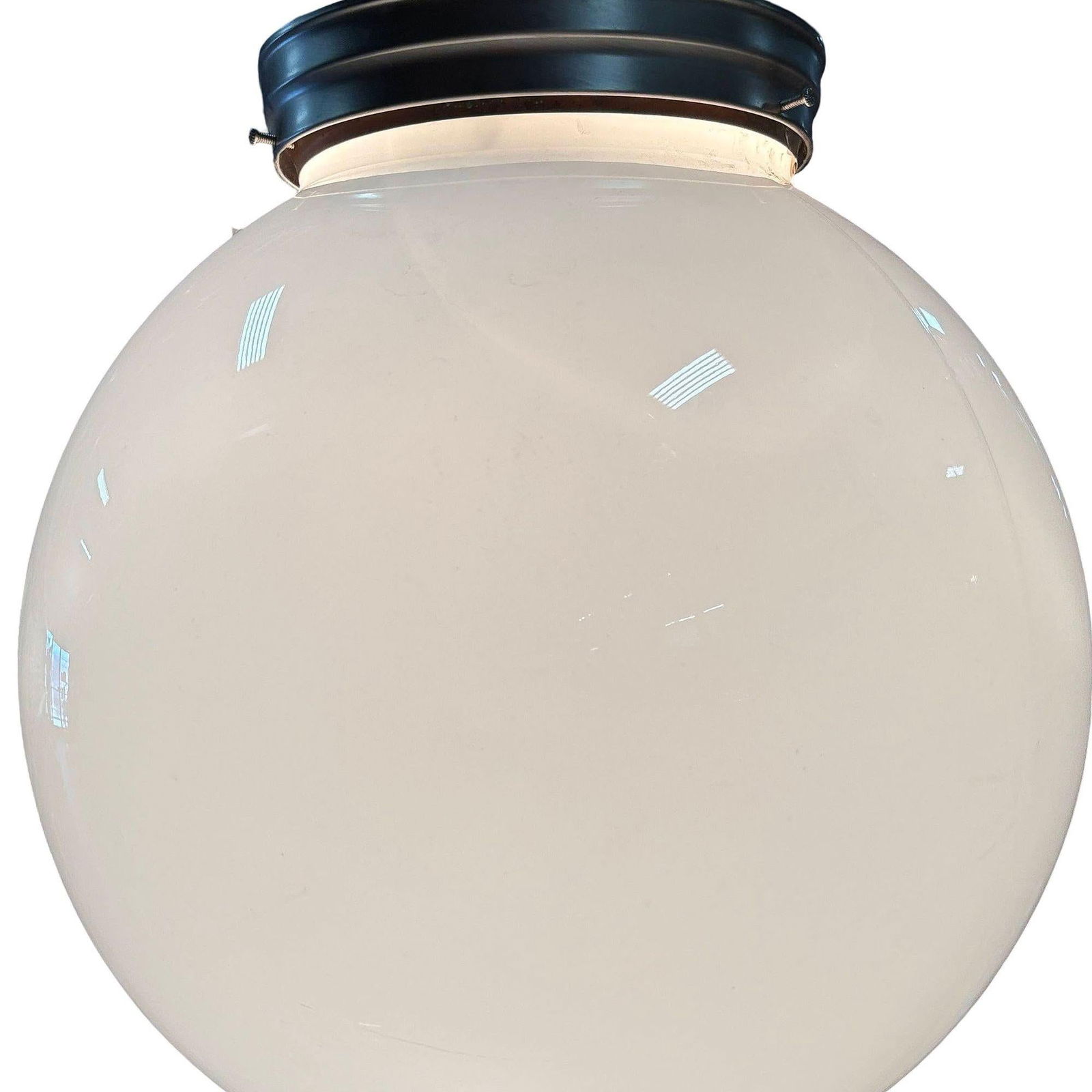 Art Deco Milk Glass Globe Shade Pendant with Nickel Plate Fitter, by Ray-Lite - 4