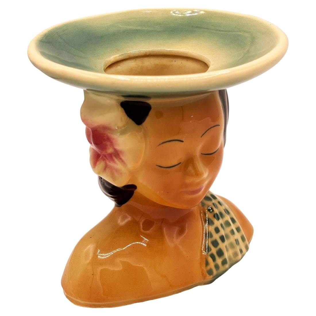 MCM Hawaiian 896 Hula Girl Polynesian Pink Plant Bust Vase by Shawnee Pottery - 14