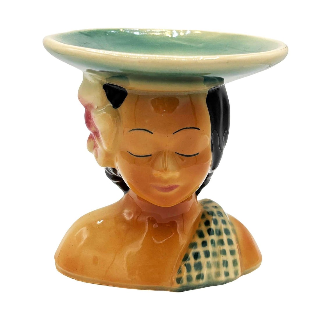 MCM Hawaiian 896 Hula Girl Polynesian Pink Plant Bust Vase by Shawnee Pottery - 8