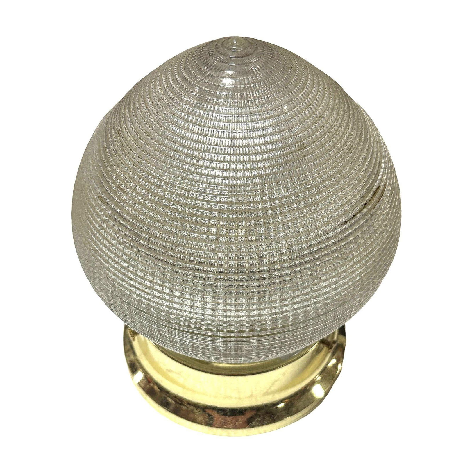 Mid-century Holophane Ceiling Light Teardrop Globe with Brass Fitter - 4