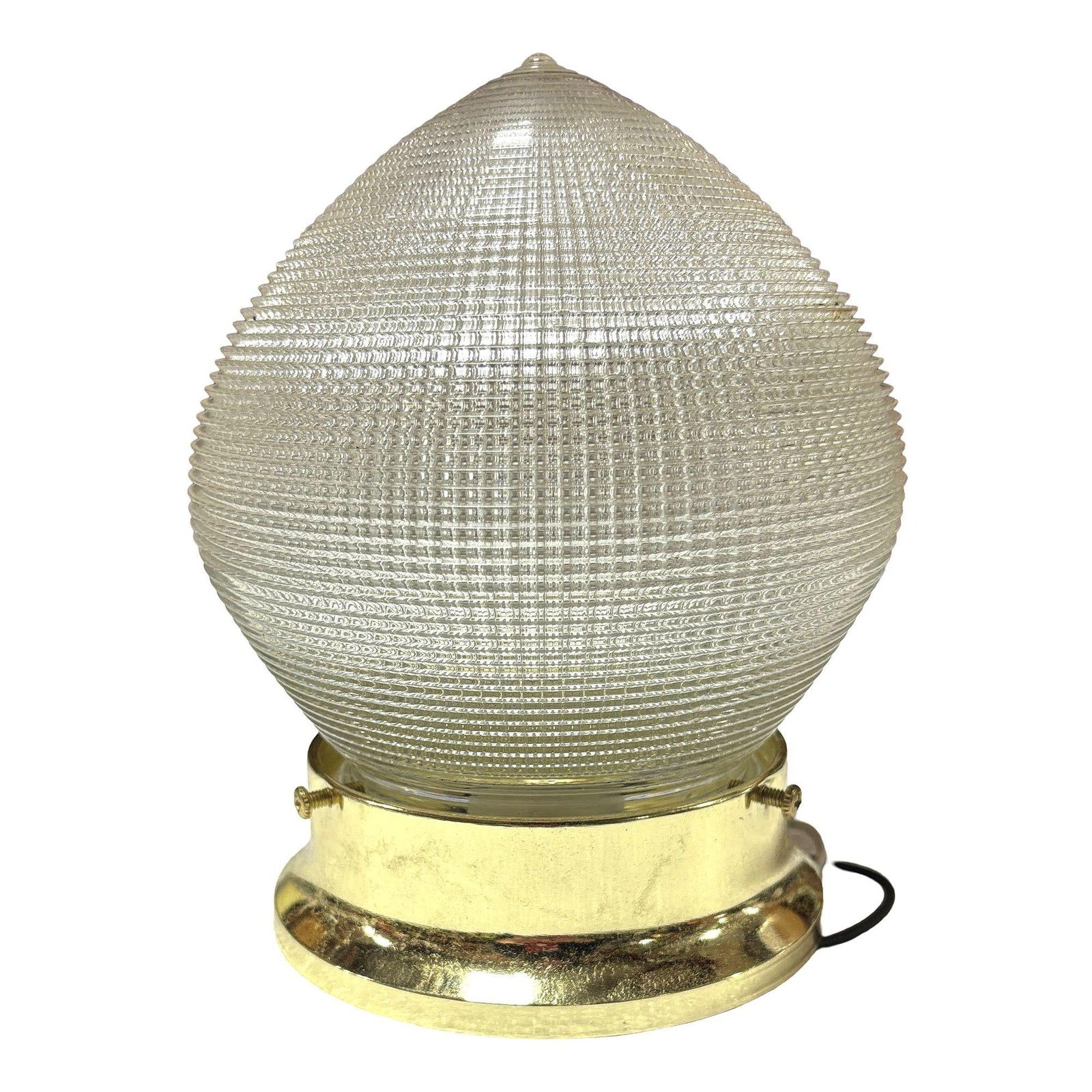 Mid-century Holophane Ceiling Light Teardrop Globe with Brass Fitter - 5