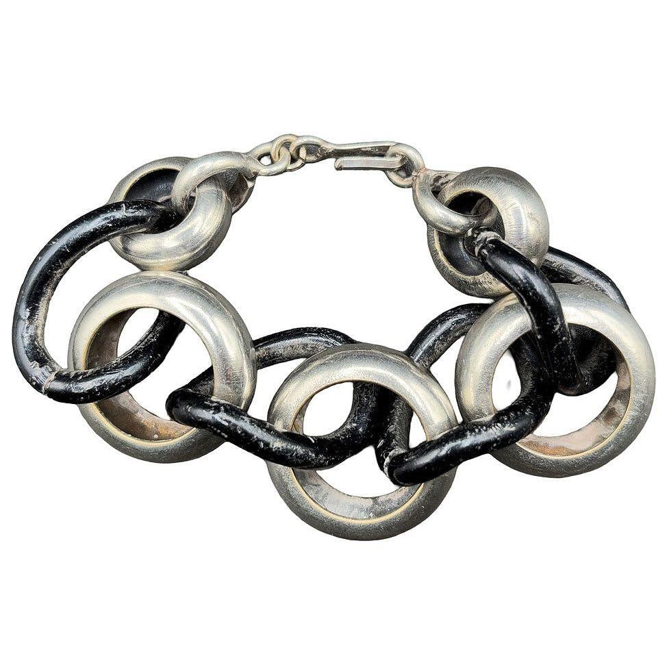 Avant Garde Sterling Silver Pomellato Link Chain Contored Gourmette Bracelet - 3