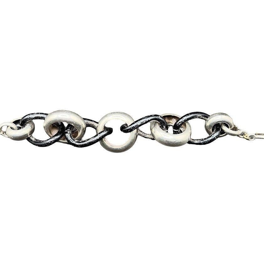 Avant Garde Sterling Silver Pomellato Link Chain Contored Gourmette Bracelet - 4