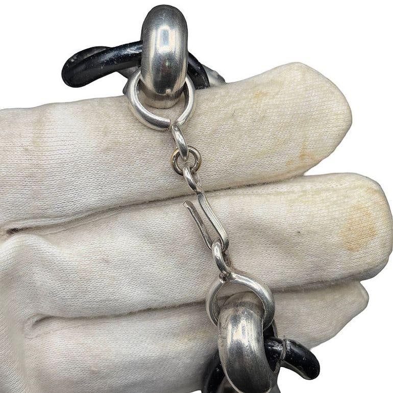 Avant Garde Sterling Silver Pomellato Link Chain Contored Gourmette Bracelet - 5