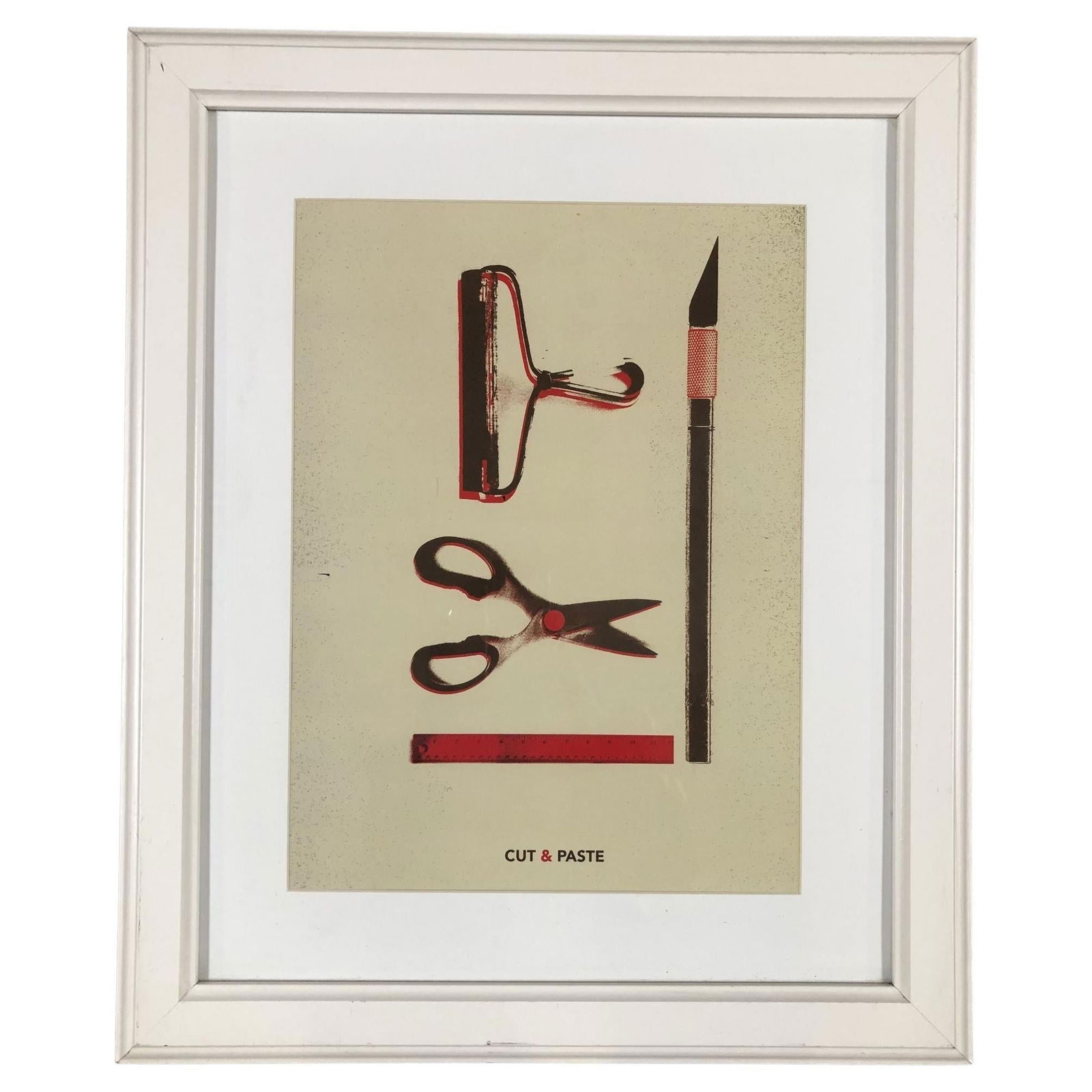Modern Office Supplies Collage Three Dimensional Art Print "Cut and Paste": Title: Modern Office Supplies Collage Three Dimensional Art Print "Cut and Paste" Description: Modern style collage style art print is made to look Three-dimensional, with the words "cut and paste."