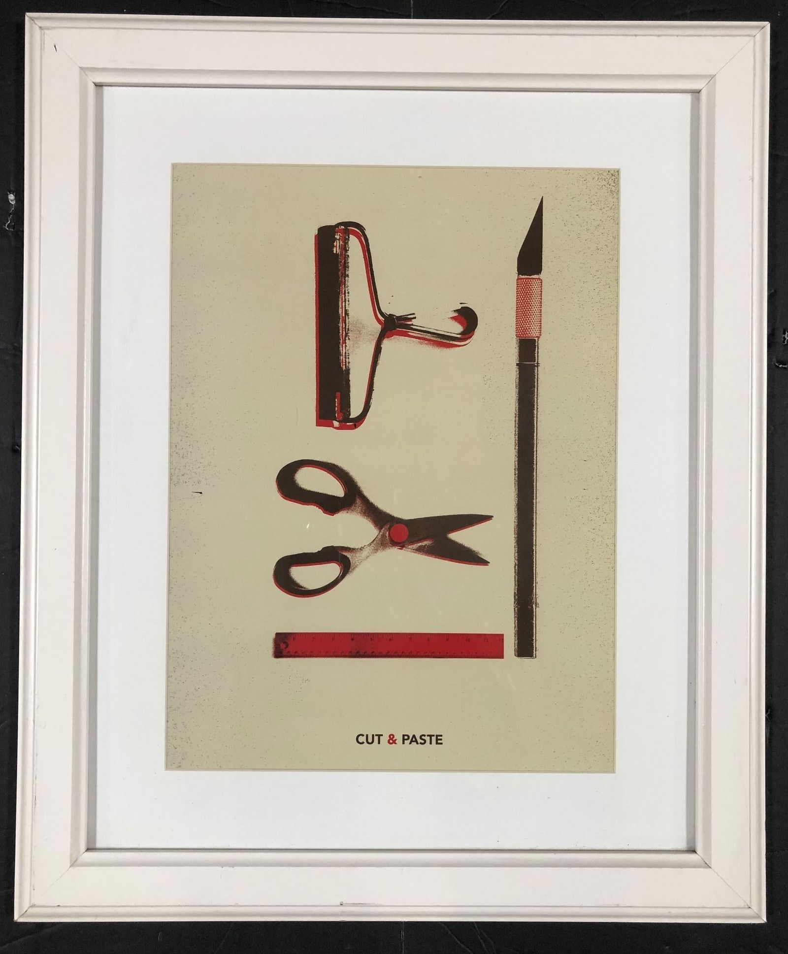 Modern Office Supplies Collage Three Dimensional Art Print "Cut and Paste" - 5