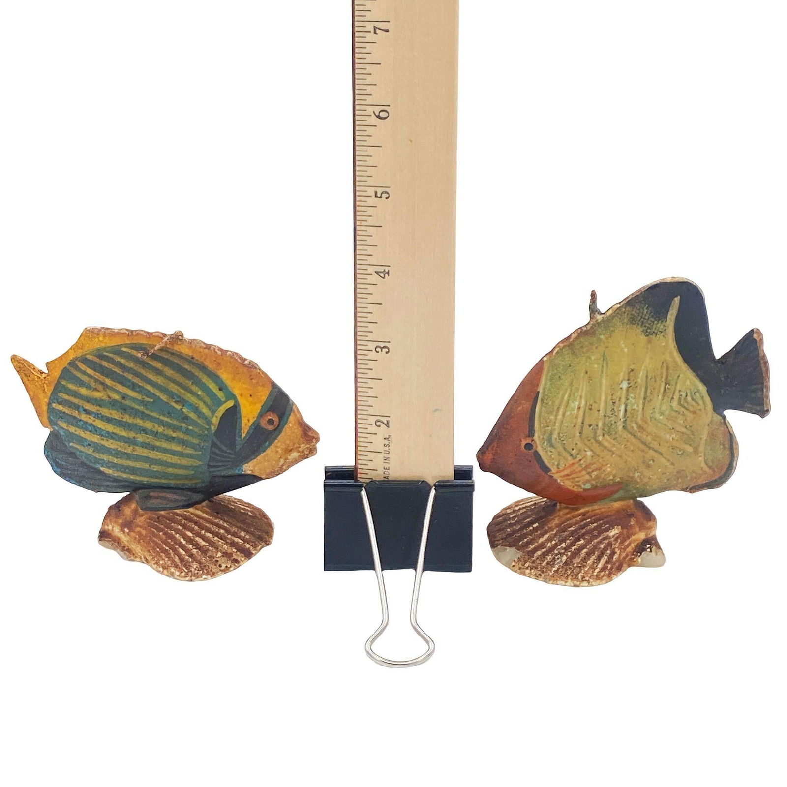 Rare Art Deco Era Handmade Butterfly Angel Saltwater Fish Sculpture Candle, Pair - 19