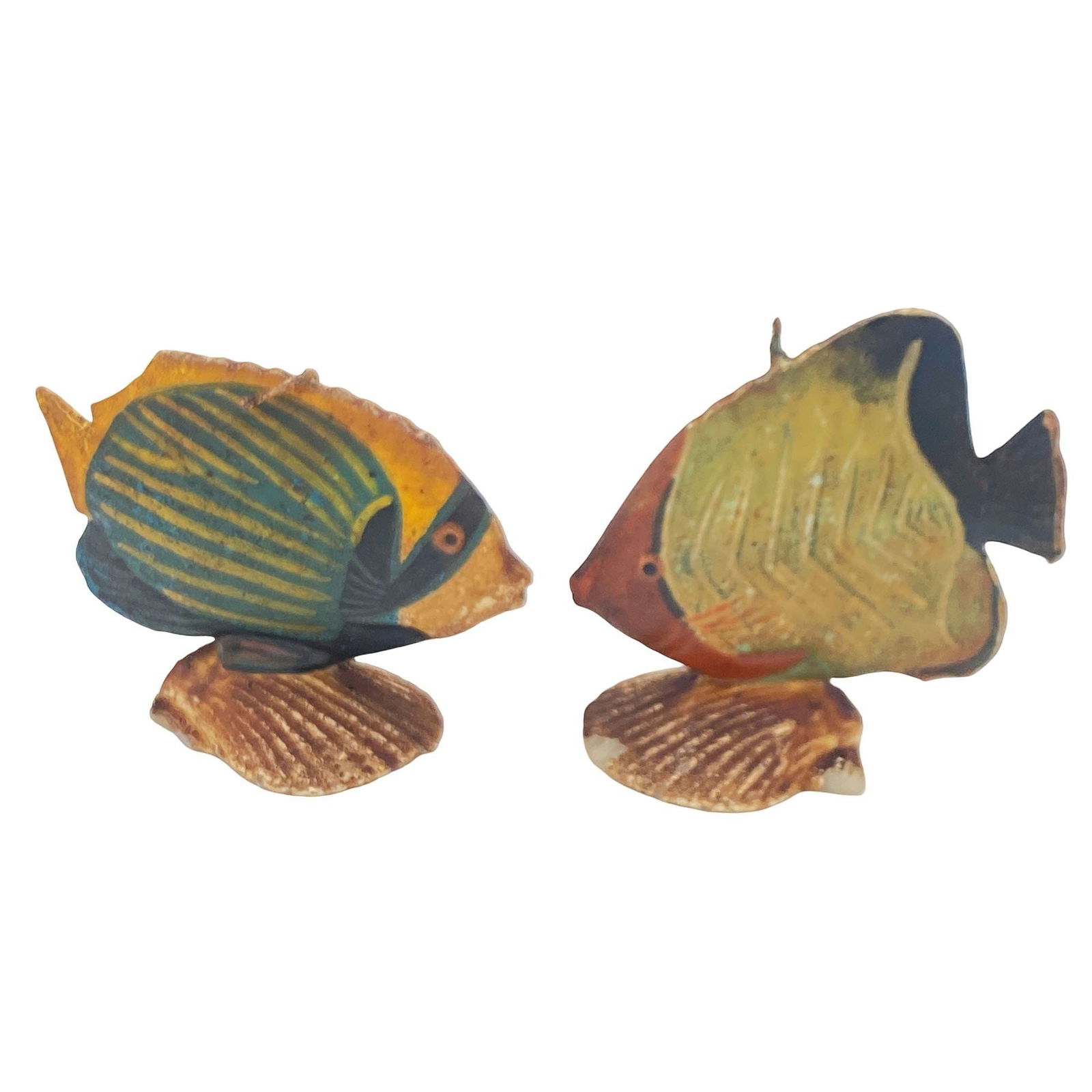 Rare Art Deco Era Handmade Butterfly Angel Saltwater Fish Sculpture Candle, Pair - 7