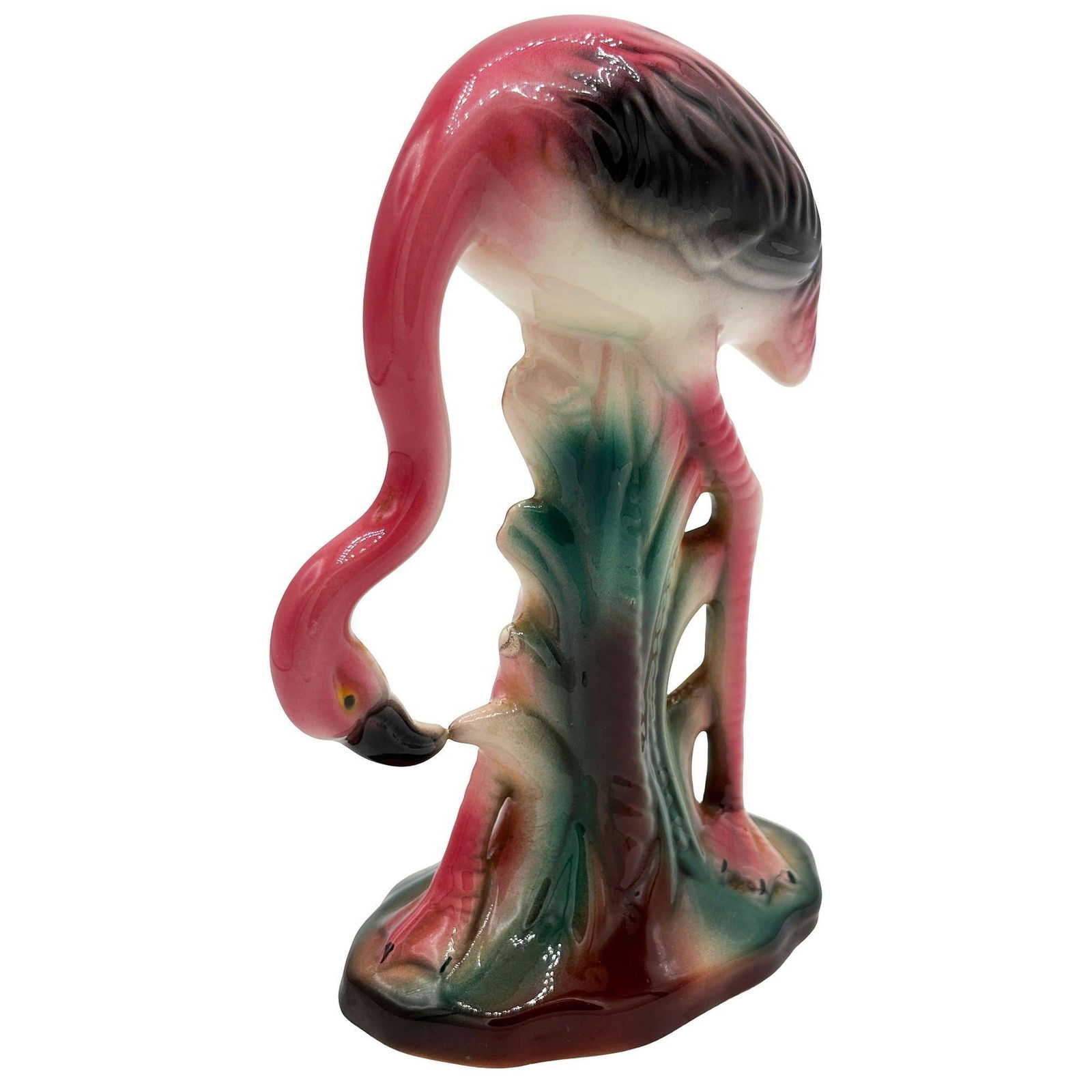 Atomic California Pottery Ceramic Grazing Tropical Pink Flamingo Figurine Statue - 18