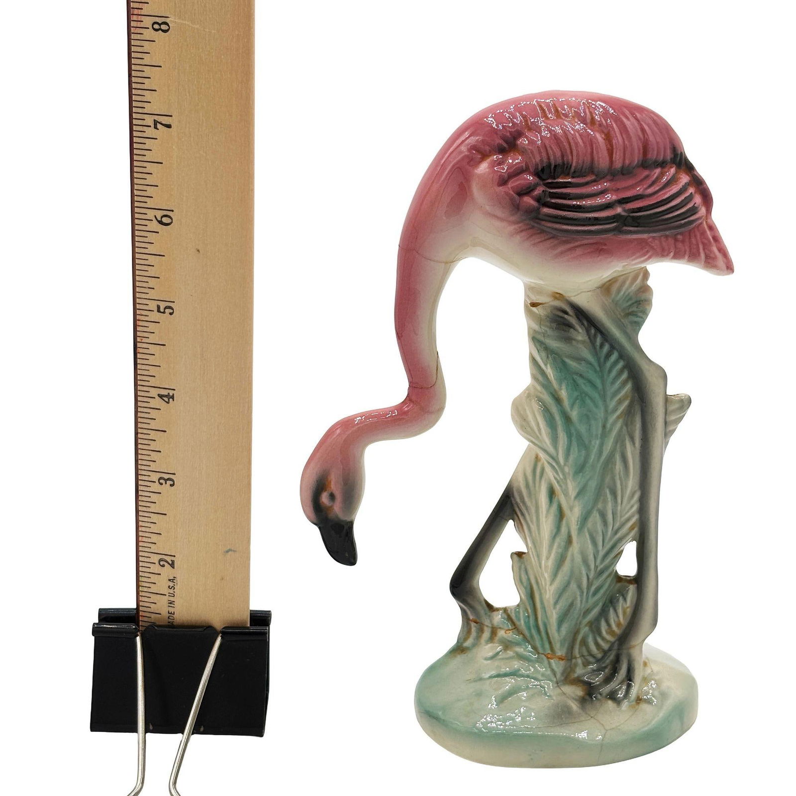 Mid-century California Pottery Ceramic Searching Pink Flamingo Figurine - 18