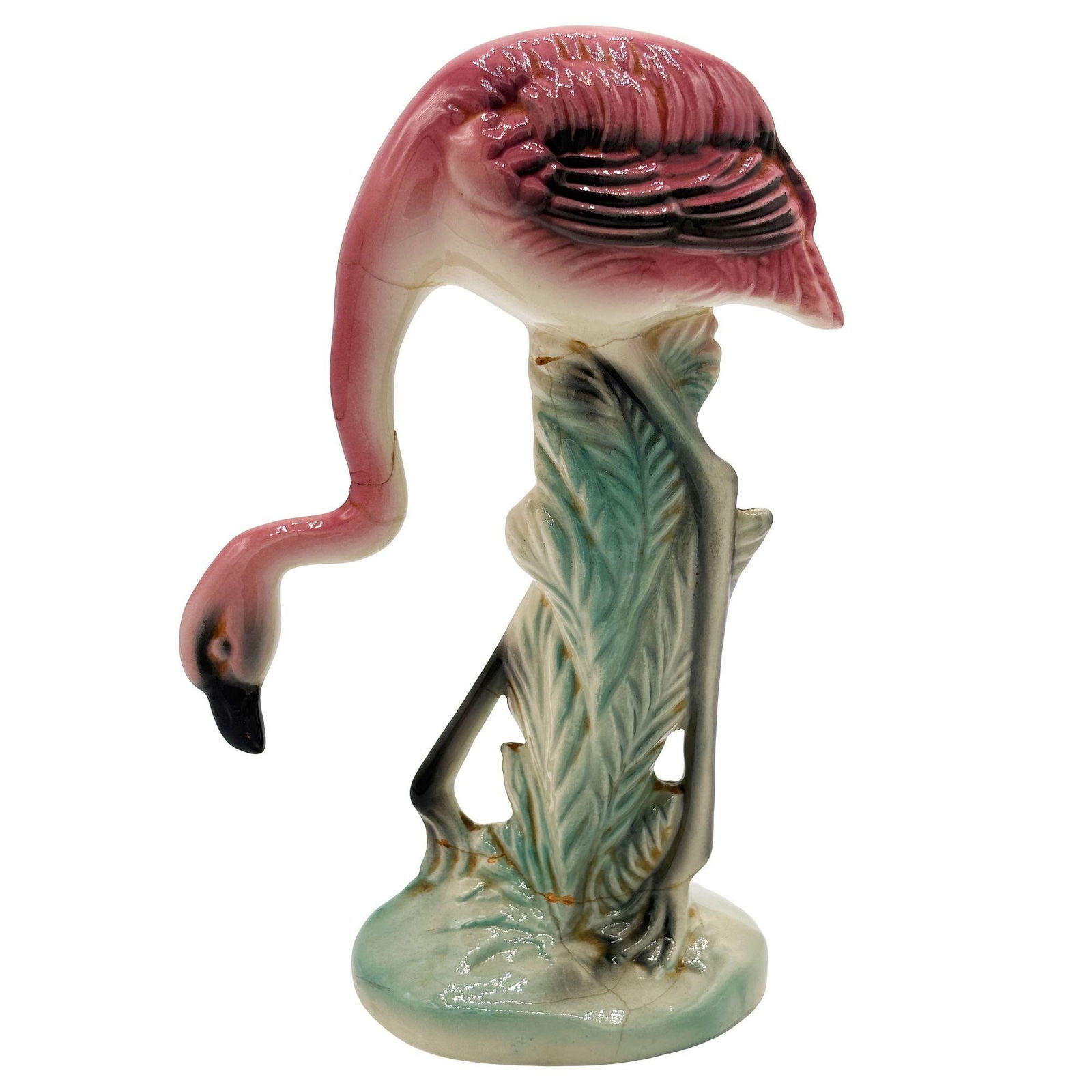 Mid-century California Pottery Ceramic Searching Pink Flamingo Figurine - 8