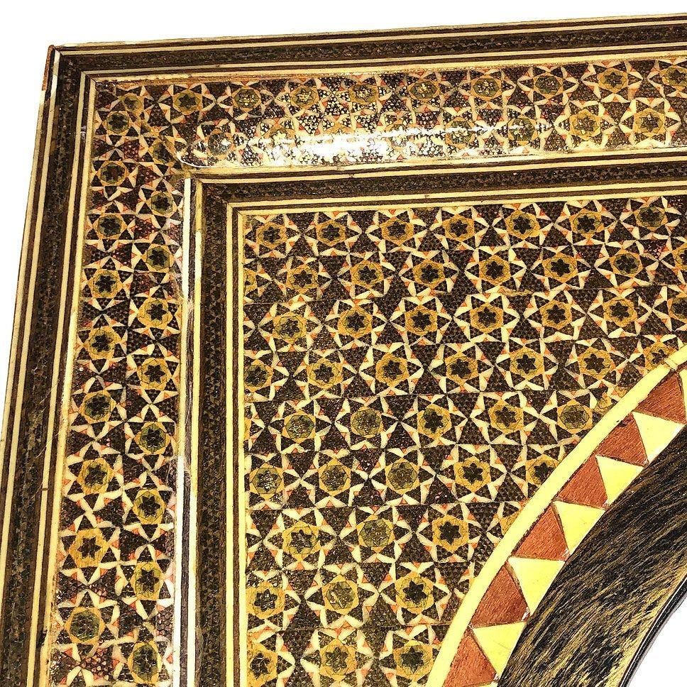 Persian Khatam Kari Marquetry Inlaid Mosaic Square Wood Wall Clock - 4