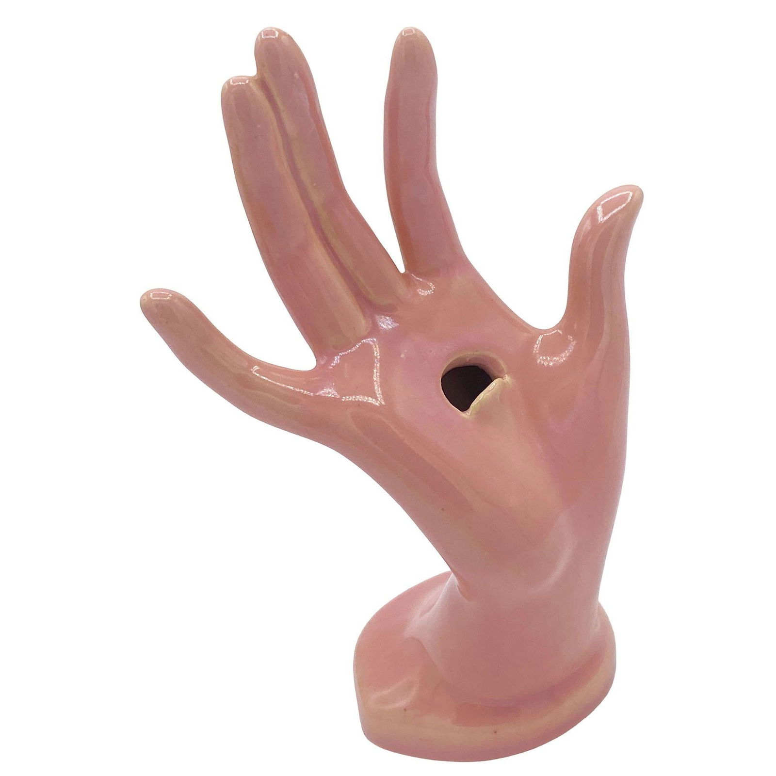 California Pottery Salmon Pink Figurative Female Hand Business Card Holder - 10