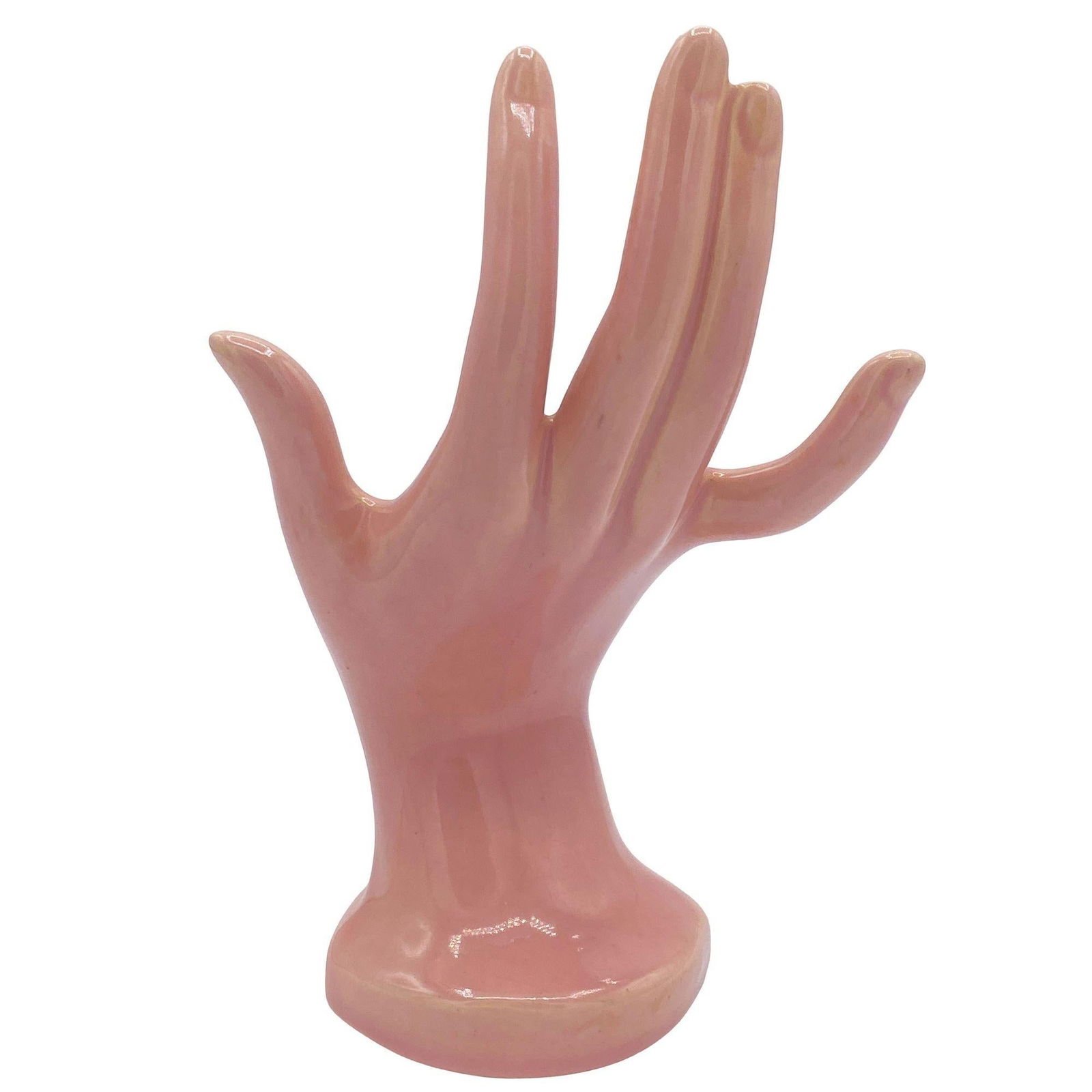 California Pottery Salmon Pink Figurative Female Hand Business Card Holder - 20