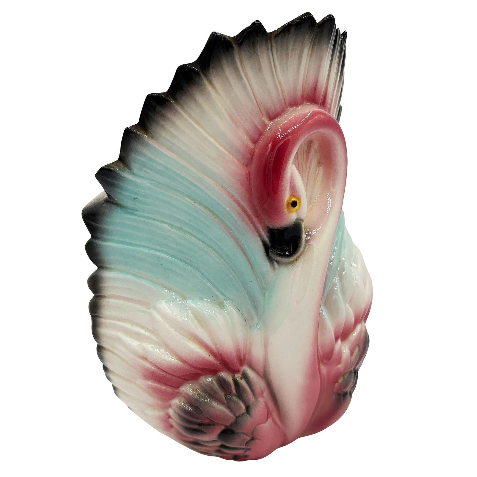 Mid-century California Ceramic Pottery Pink Flamingo w/ Open Wings TV Table Lamp - 8