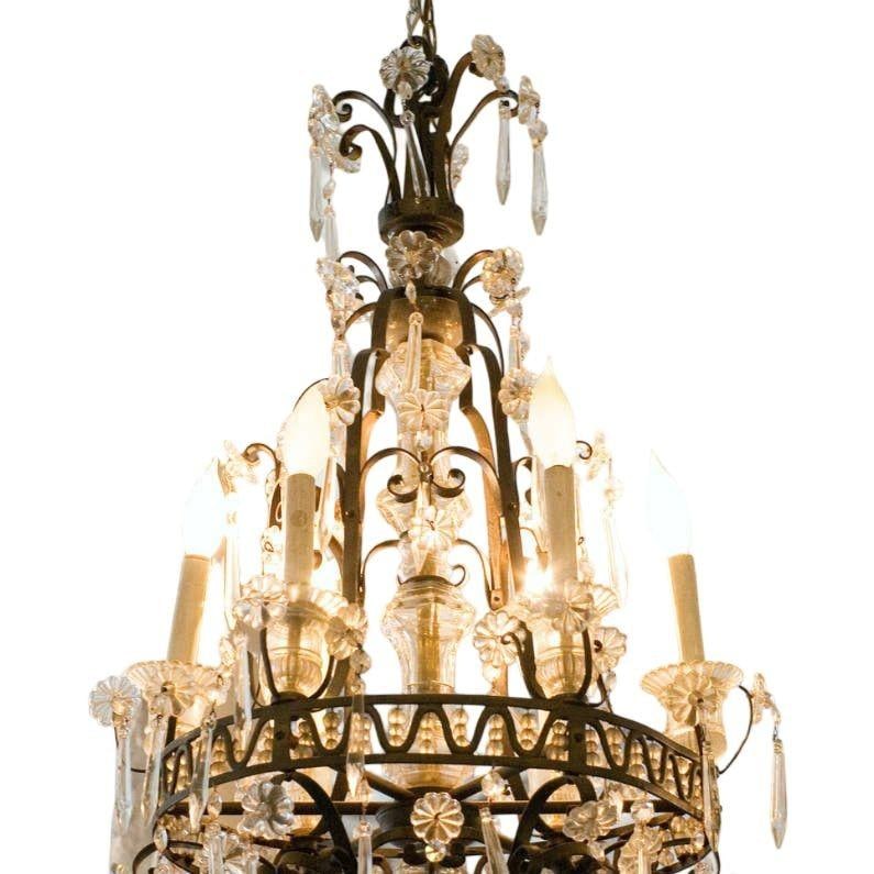 Louis XVI Revival Style French Crystal and Bronze Chandelier - 16