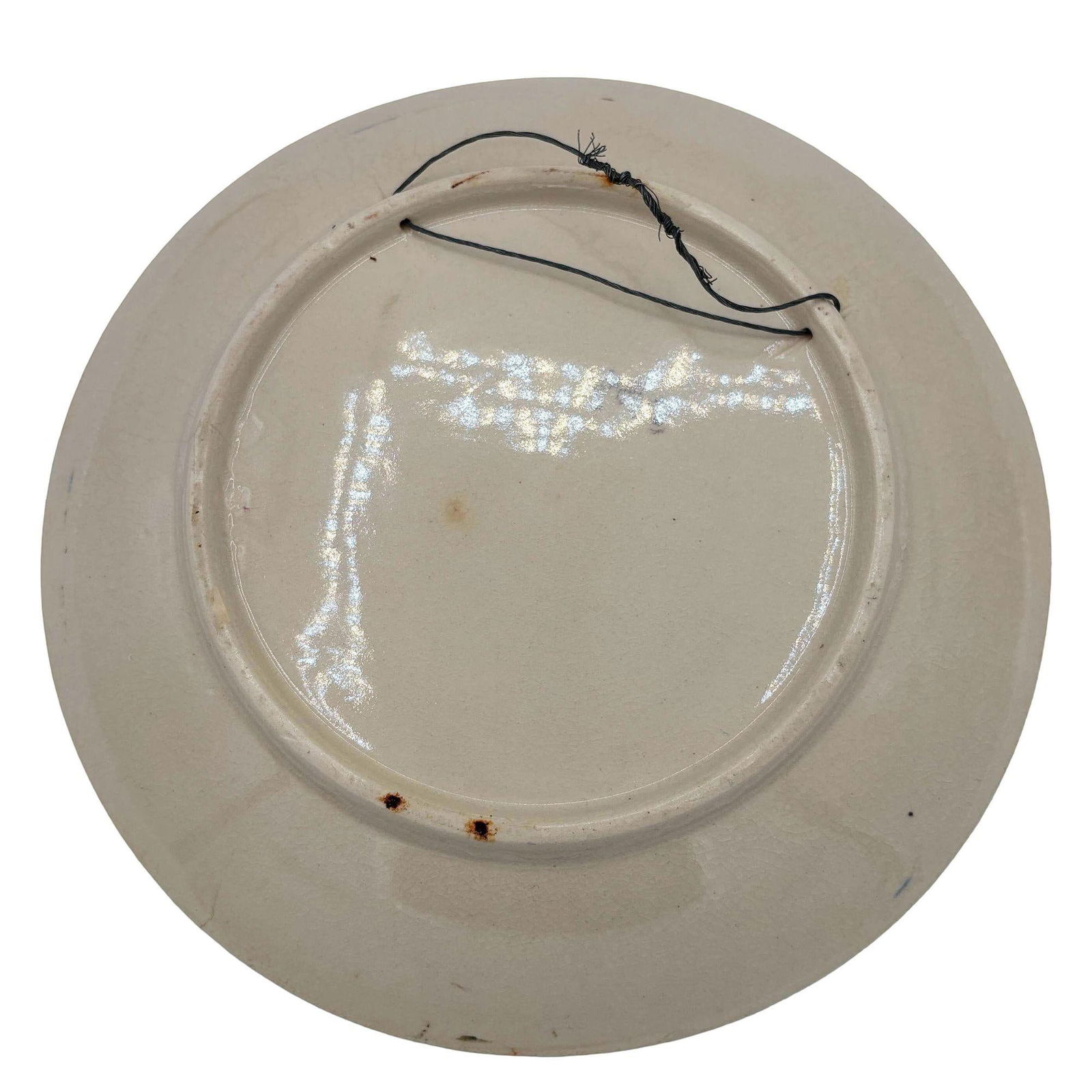 Mid-century Pottery Florida Beach Pink Flamingo Round Decrotive Wall Plate - 6