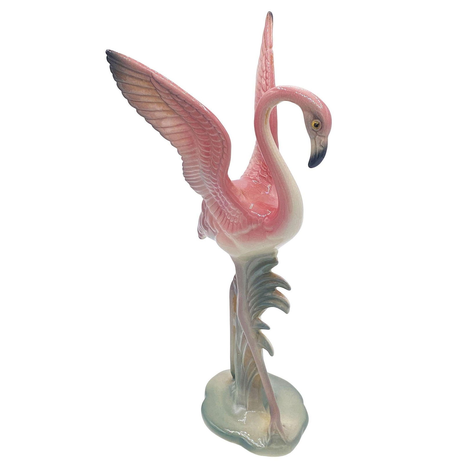 Mid-century Pink & Green Flamingo Ceramic Tabletop Sculpture Pair By Brad Keeler - 11