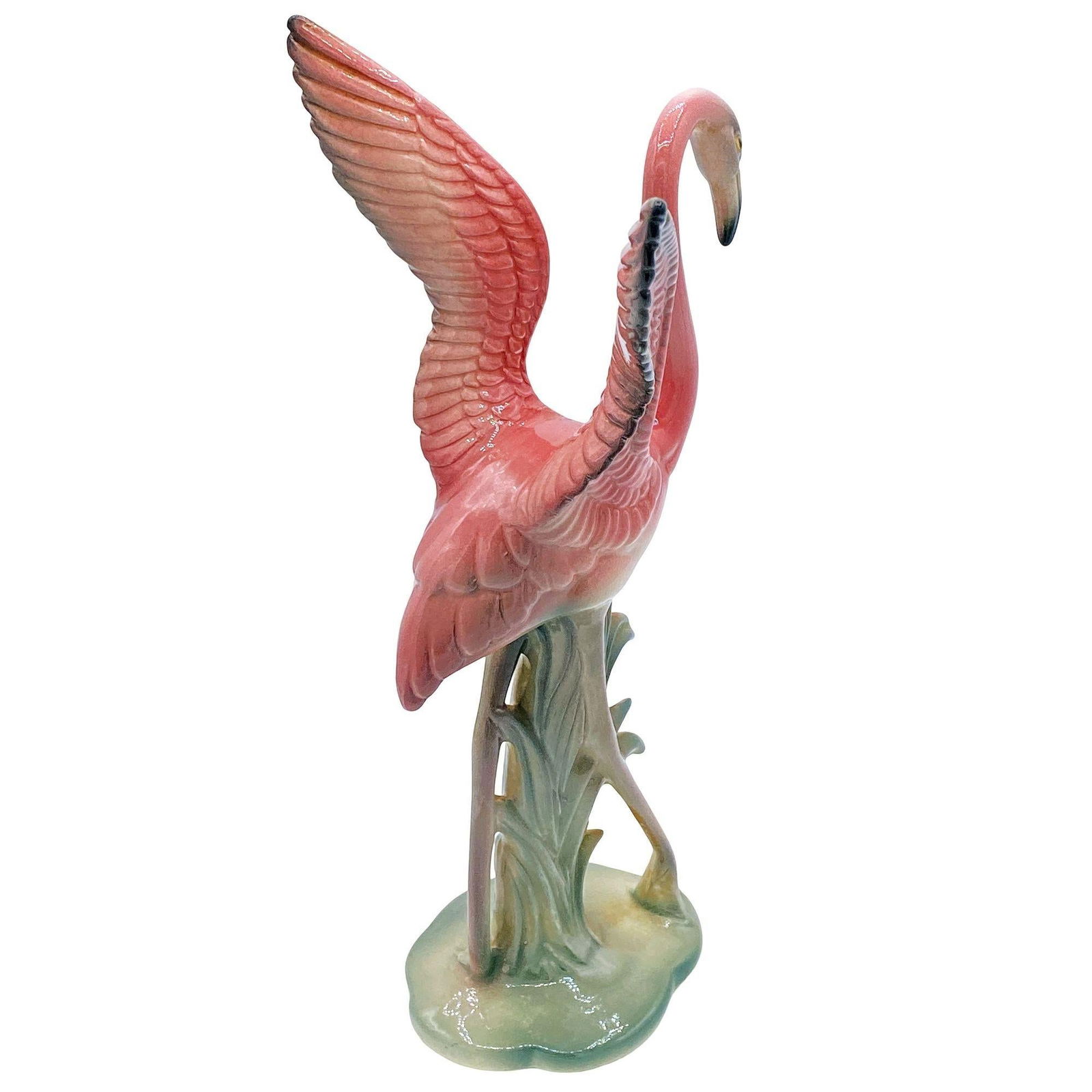 Mid-century Pink & Green Flamingo Ceramic Tabletop Sculpture Pair By Brad Keeler - 14
