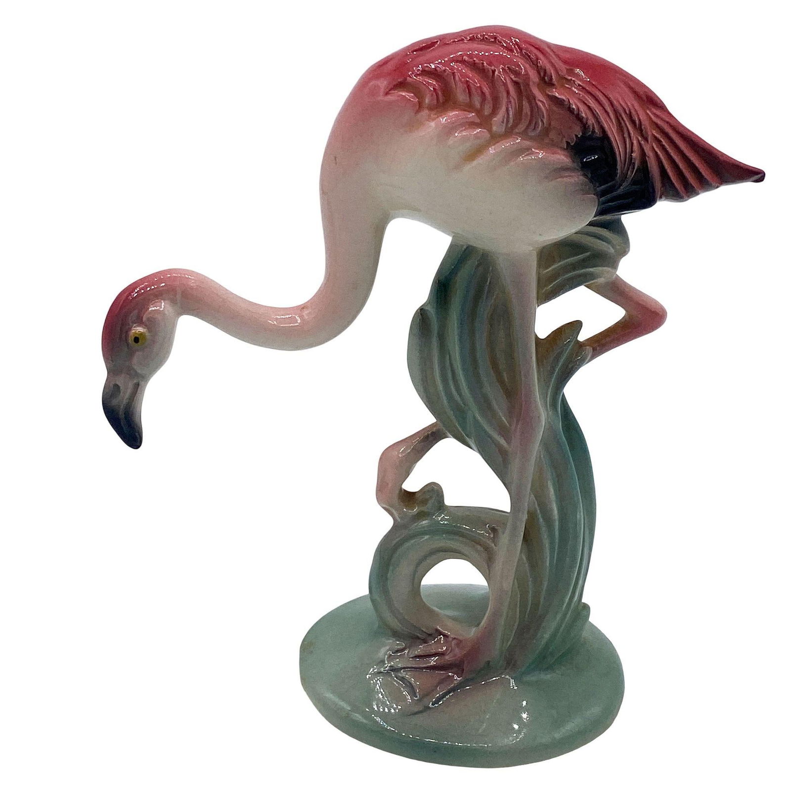 Mid-century Pink & Green Flamingo Ceramic Tabletop Sculpture Pair By Brad Keeler - 18