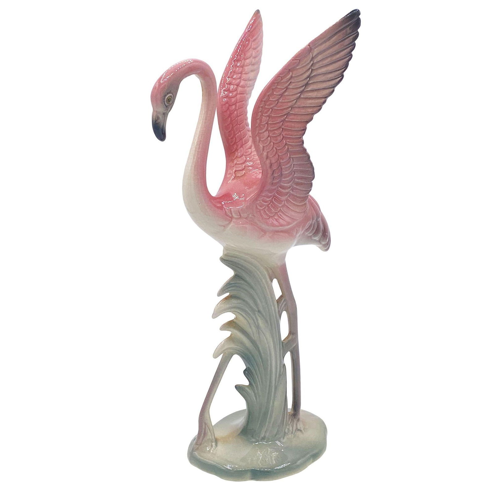 Mid-century Pink & Green Flamingo Ceramic Tabletop Sculpture Pair By Brad Keeler - 8