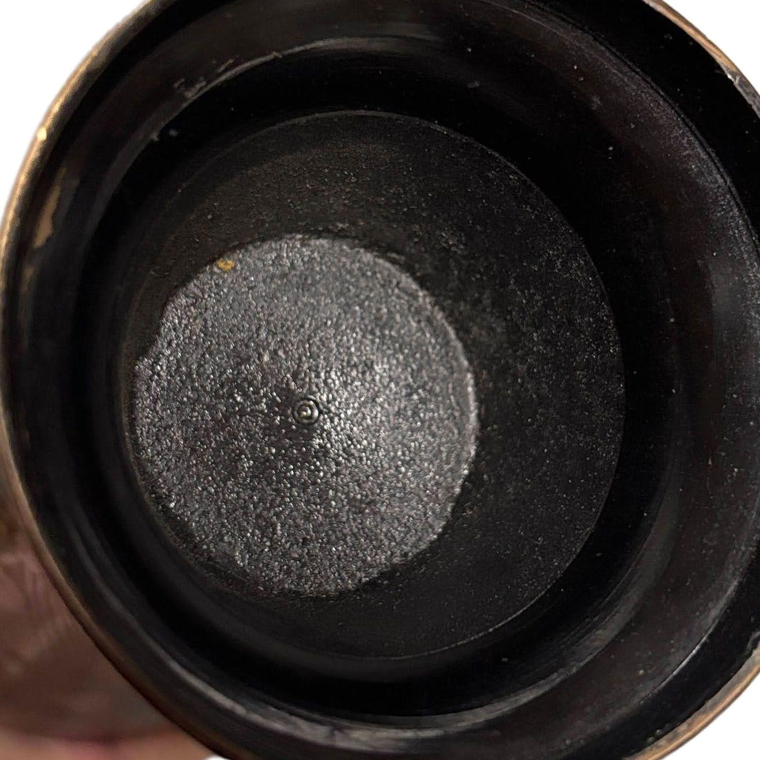 Indian Hand Etched Black Cloisonne Brass Floral Vase - 13