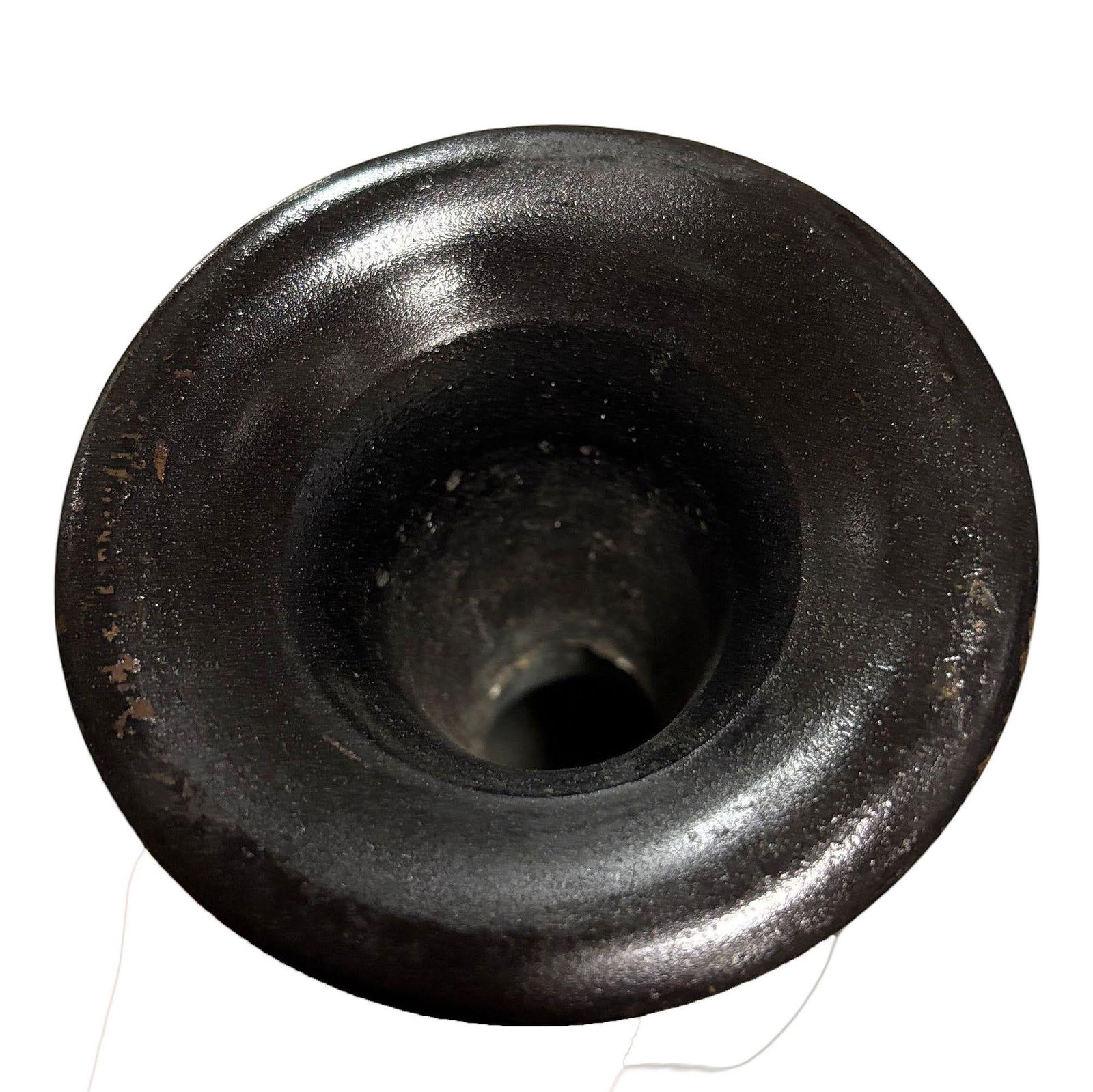 Indian Hand Etched Black Cloisonne Brass Floral Vase - 6