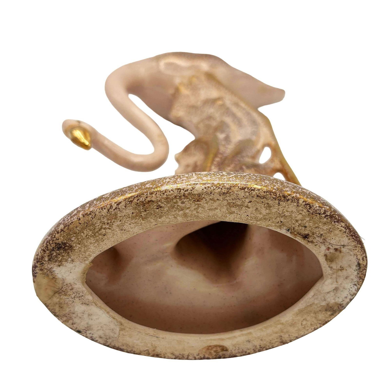 13" Tall Pottery Ceramic Beige Long-legged Flamingo Figurine, 1970 - 5