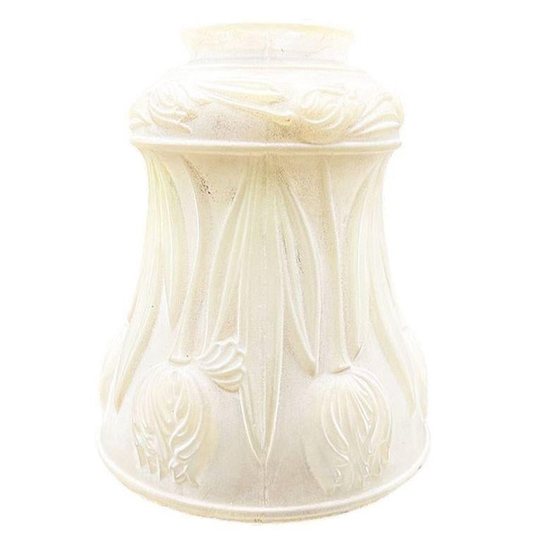 Art Nouveau Frosted Milk Glass Bellflower w/ Embossed Tulips Globe 2" Fitter - 3
