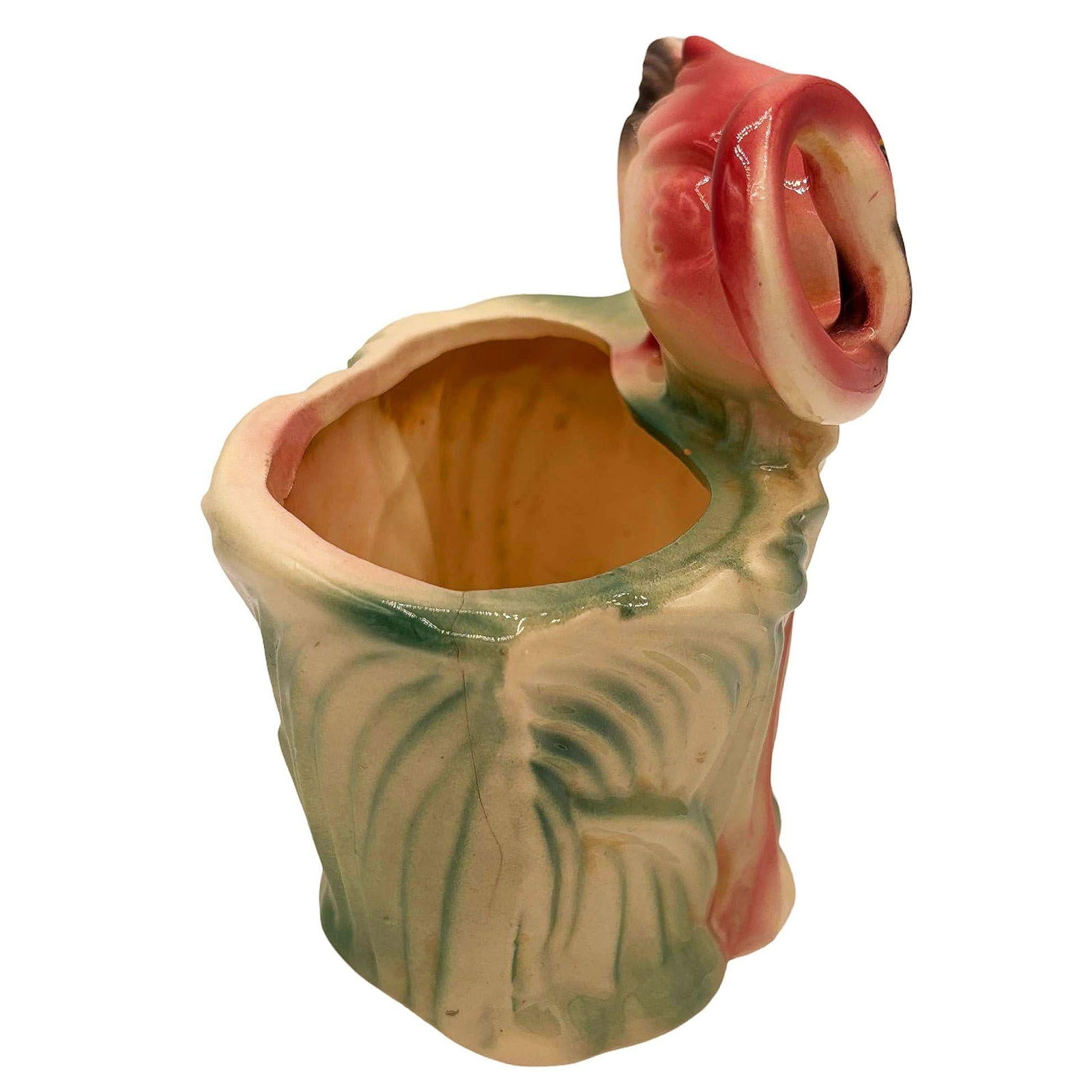 Mid-century Ceramic 445 Pink Flamingo Flower Tabletop Planter by Maddux - 3