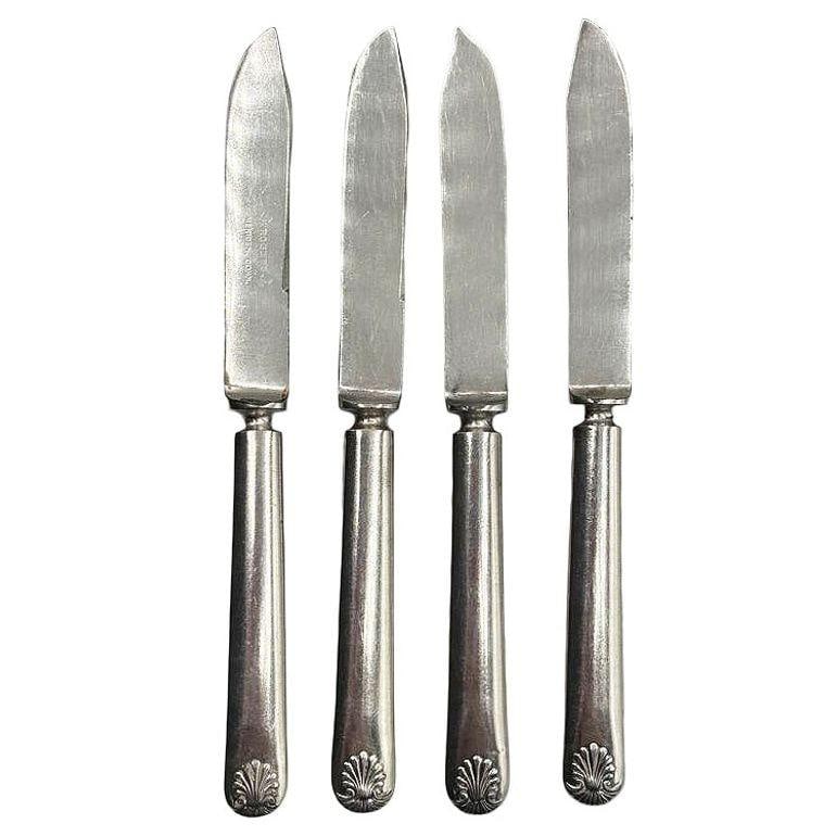 Late Victorian Rodgers Meriden Conn Shell Design Dessert Luncheon Knife Set of 4 - 2