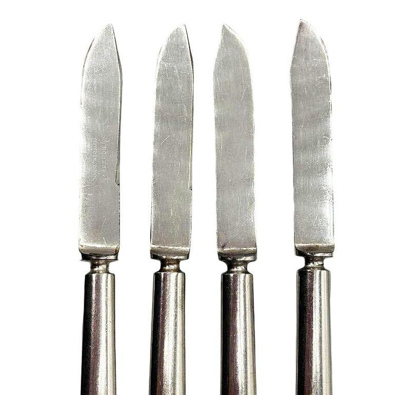 Late Victorian Rodgers Meriden Conn Shell Design Dessert Luncheon Knife Set of 4 - 4