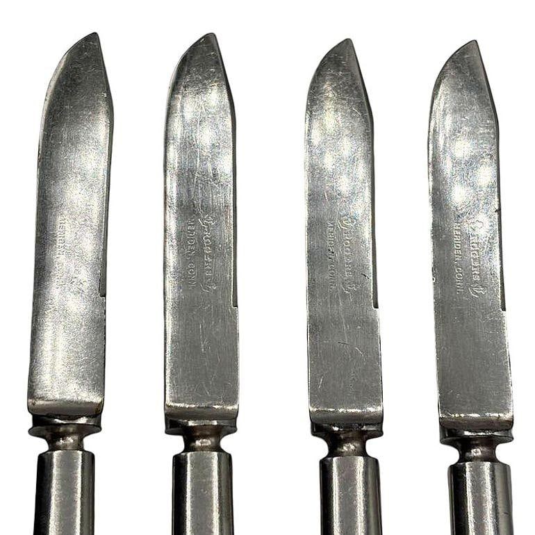 Late Victorian Rodgers Meriden Conn Shell Design Dessert Luncheon Knife Set of 4 - 5