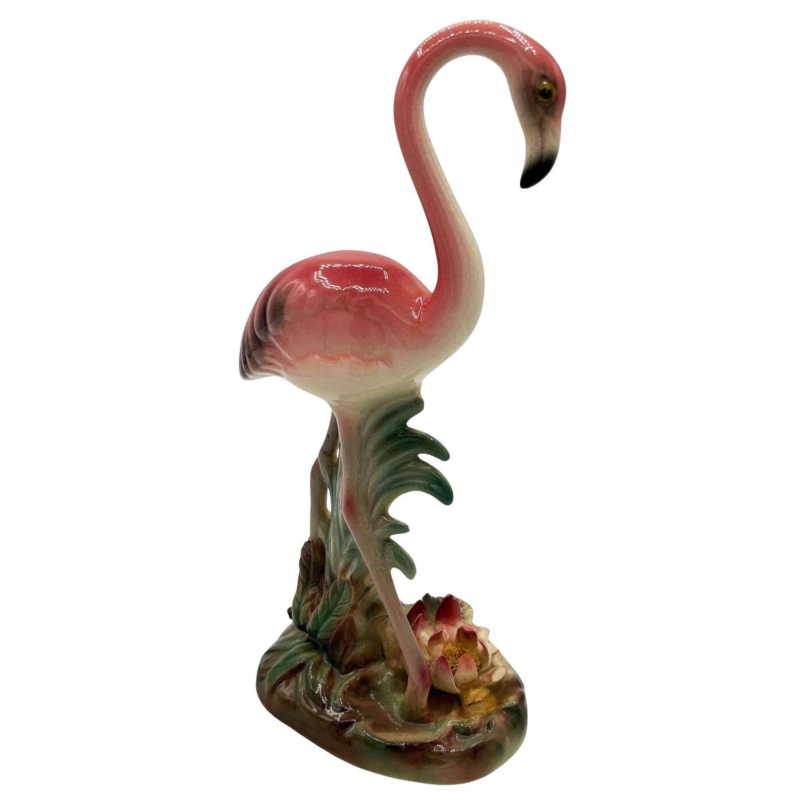 Mid-century Highly Detailed Pink Flamingo Ceramic Tabletop Sculpture Brad Keeler - 15