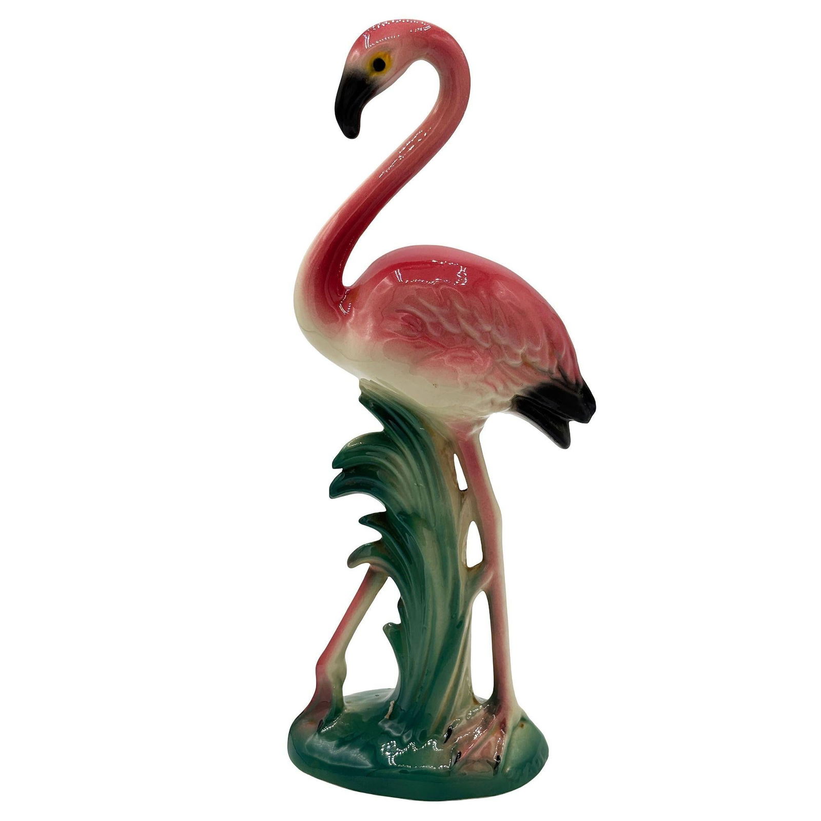 MCM California Pottery Tropical Ceramic "The Stroller" Pink Flamingo Figurine - 11