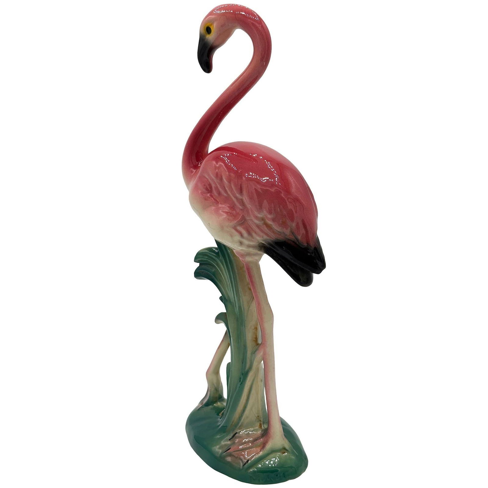 MCM California Pottery Tropical Ceramic "The Stroller" Pink Flamingo Figurine - 12
