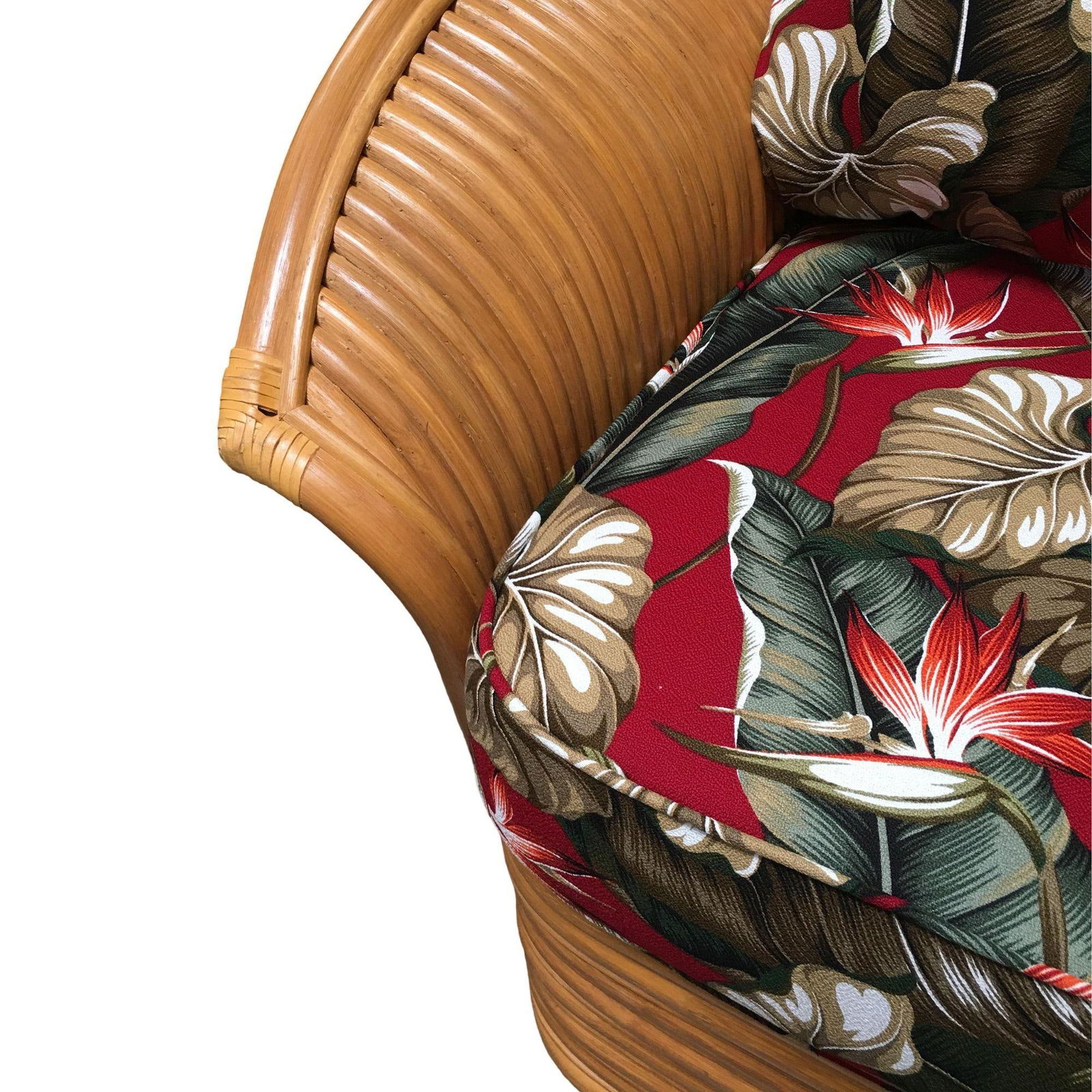 Art Deco Style "Hawaii" Rattan Fan Arm Three-Seat Sectional Sofa - 18