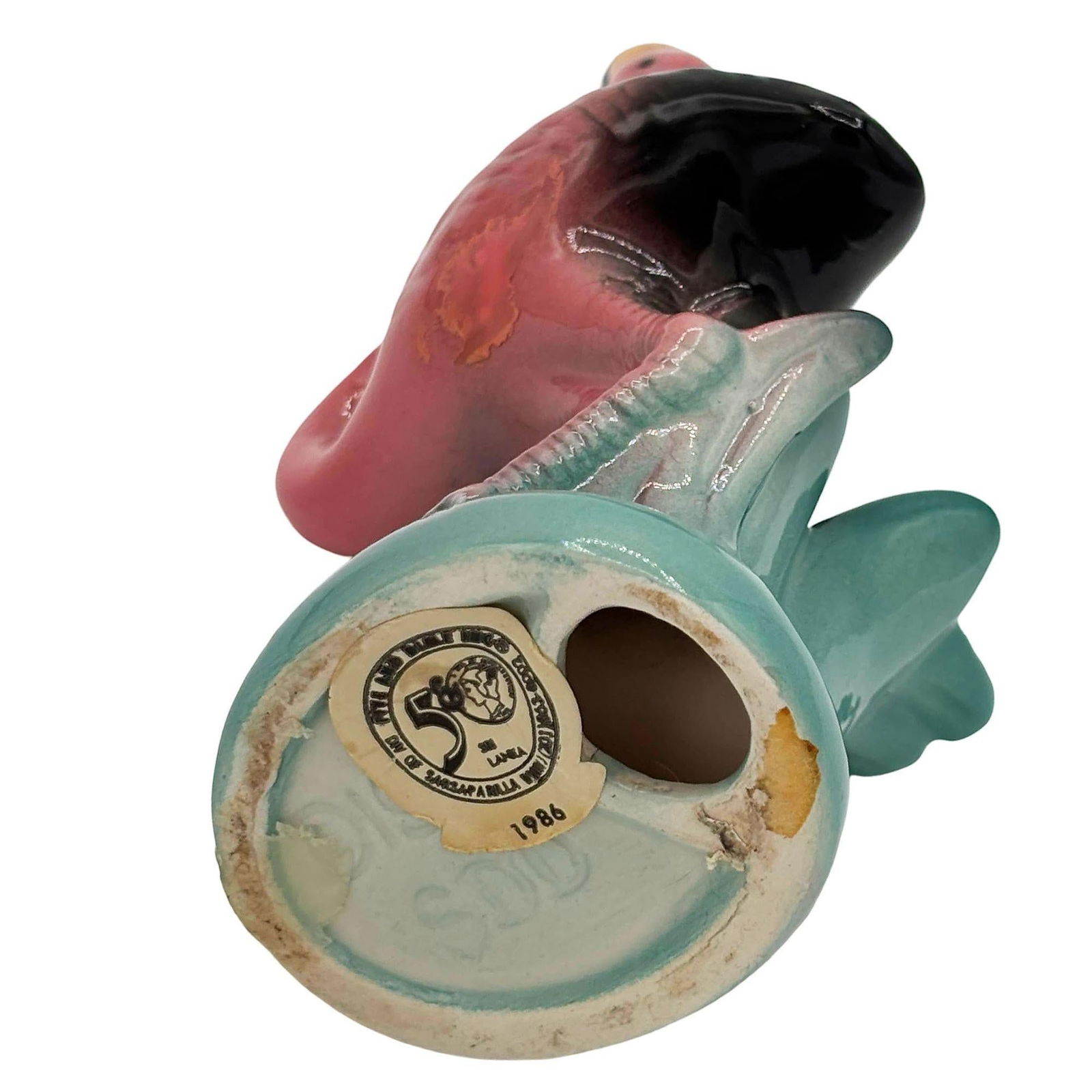 1986 Tropical Pink Flamingo Ceramic Tabletop Bud Vase Set by Five & Dime - 6