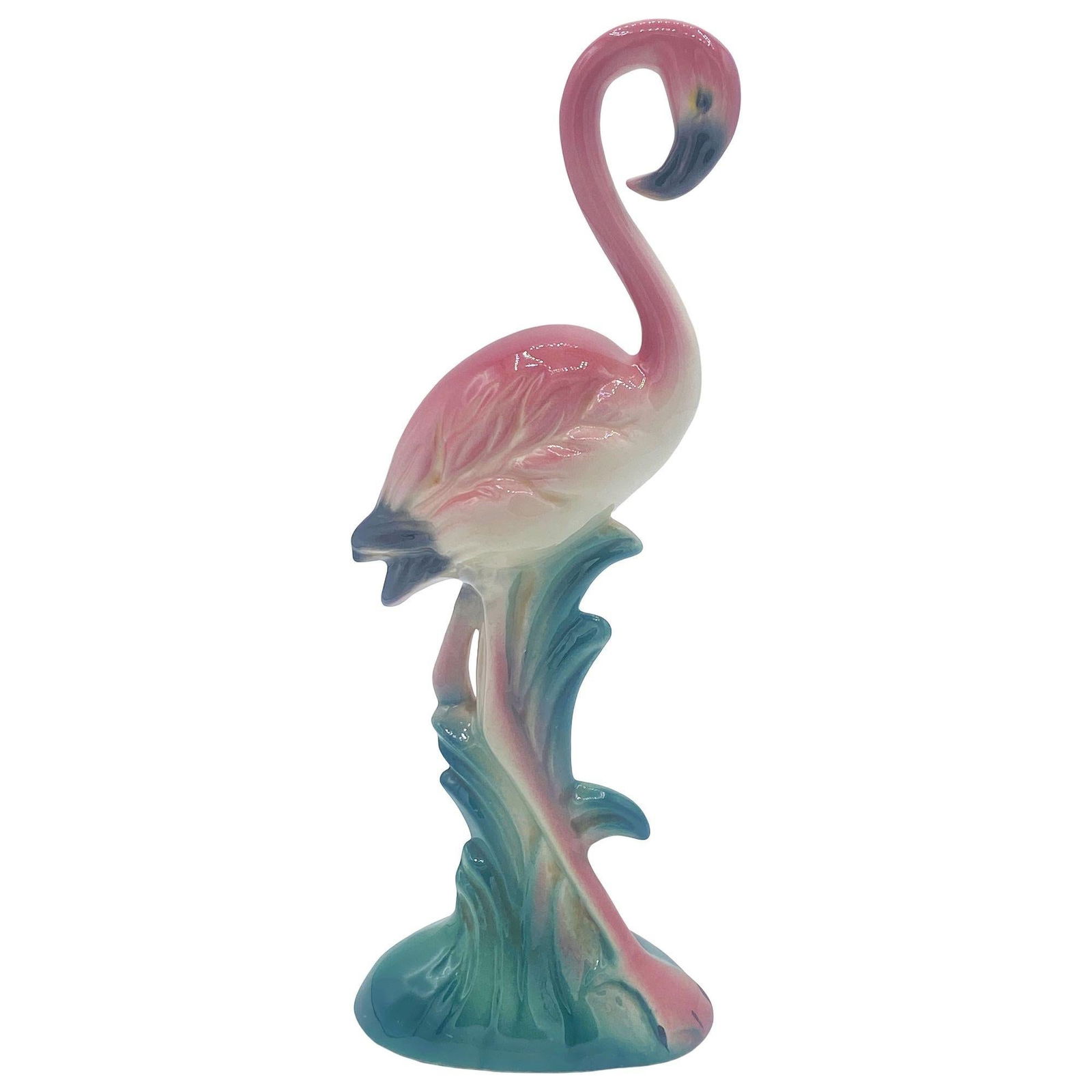 Mid-century California Pottery Ceramic Inquisitive Pink Flamingo Figurine - 2