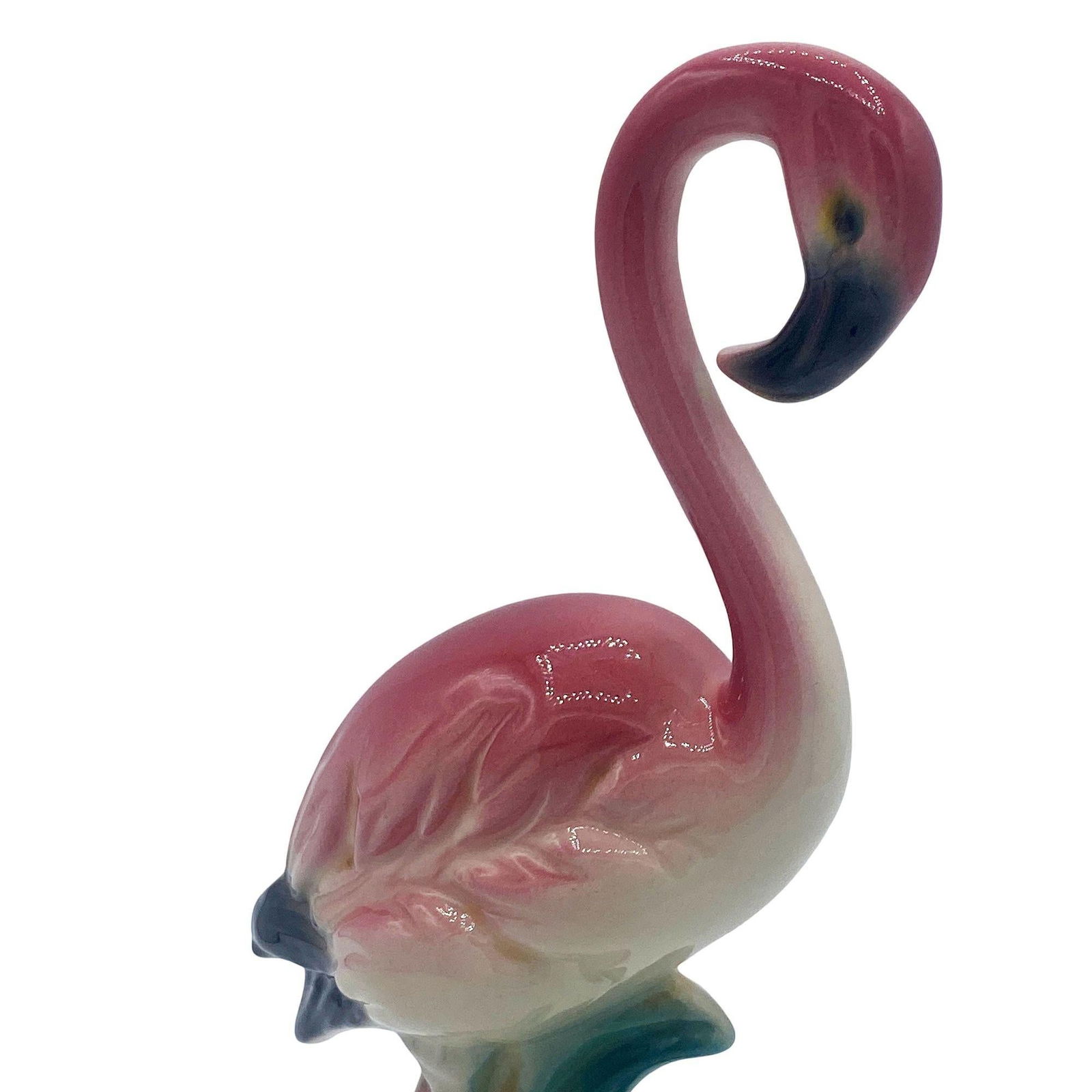 Mid-century California Pottery Ceramic Inquisitive Pink Flamingo Figurine - 3