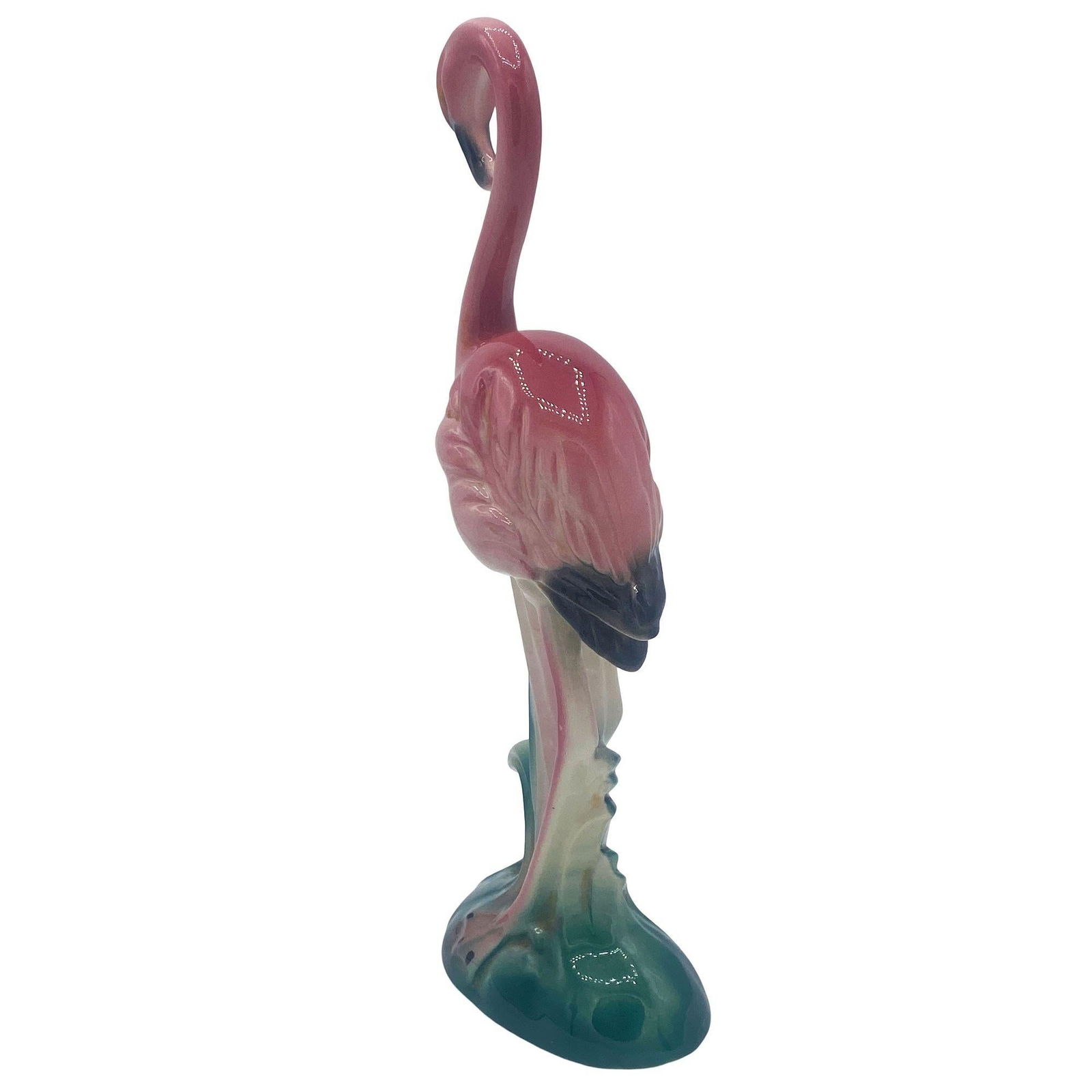 Mid-century California Pottery Ceramic Inquisitive Pink Flamingo Figurine - 9