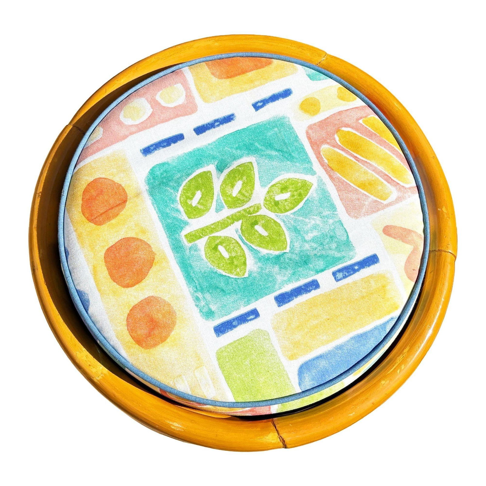 Restored Art Deco Frankl Style Stacked Rattan Vanity w/ Round Mirror & Stool - 6