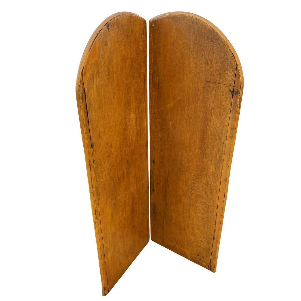 Restored Art Deco Palm Frond Design Rattan Mirror Folding Screen - 6